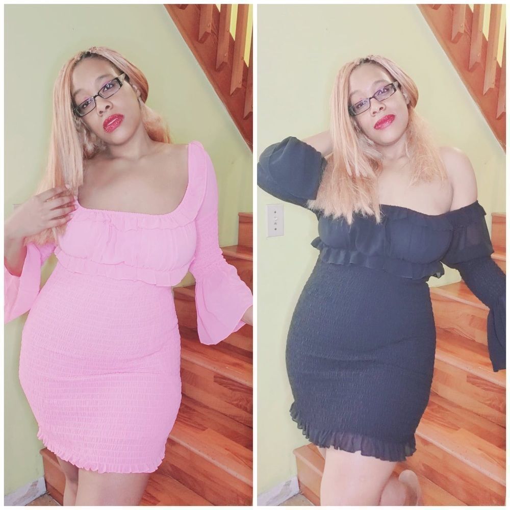 Chiffon Shirred Bodycon Dress - Picture 1 of 10
